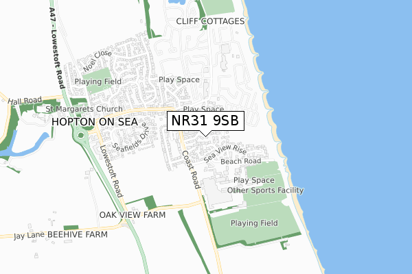 NR31 9SB map - small scale - OS Open Zoomstack (Ordnance Survey)