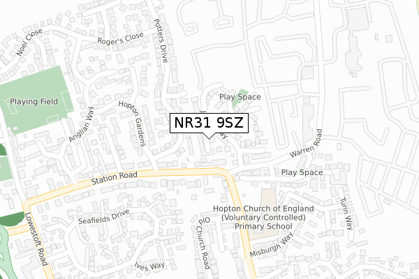 NR31 9SZ map - large scale - OS Open Zoomstack (Ordnance Survey)