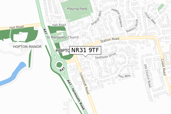 NR31 9TF map - large scale - OS Open Zoomstack (Ordnance Survey)