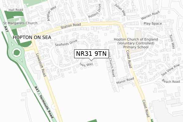 NR31 9TN map - large scale - OS Open Zoomstack (Ordnance Survey)