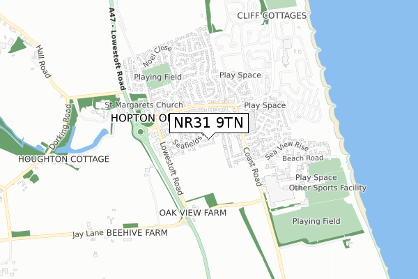 NR31 9TN map - small scale - OS Open Zoomstack (Ordnance Survey)