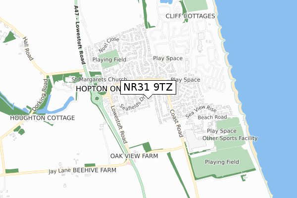 NR31 9TZ map - small scale - OS Open Zoomstack (Ordnance Survey)