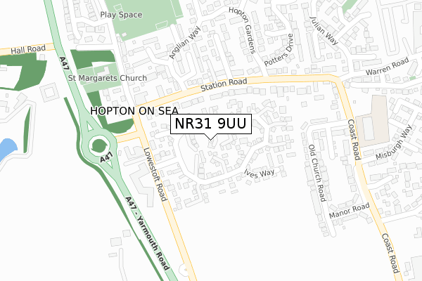 NR31 9UU map - large scale - OS Open Zoomstack (Ordnance Survey)