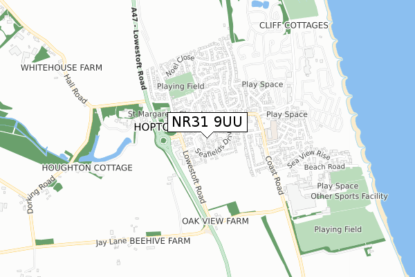 NR31 9UU map - small scale - OS Open Zoomstack (Ordnance Survey)