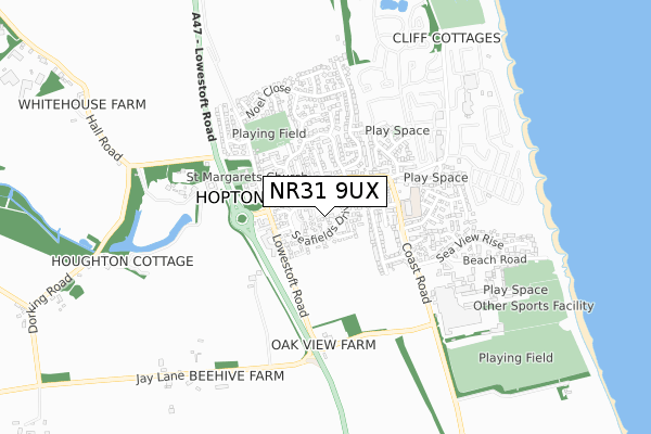 NR31 9UX map - small scale - OS Open Zoomstack (Ordnance Survey)