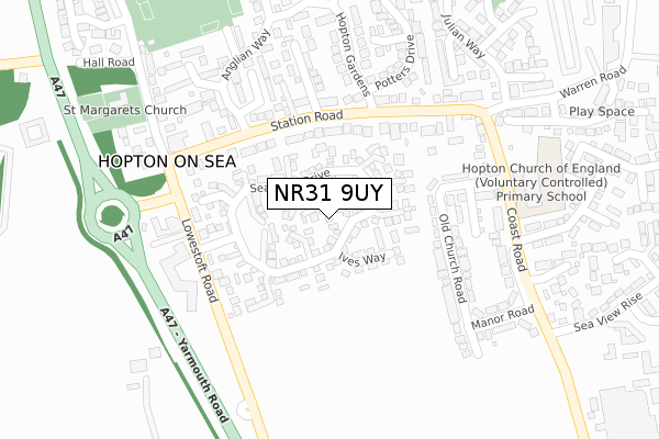 NR31 9UY map - large scale - OS Open Zoomstack (Ordnance Survey)