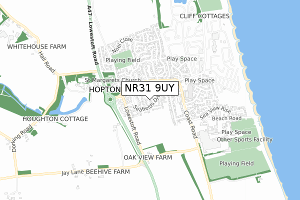 NR31 9UY map - small scale - OS Open Zoomstack (Ordnance Survey)