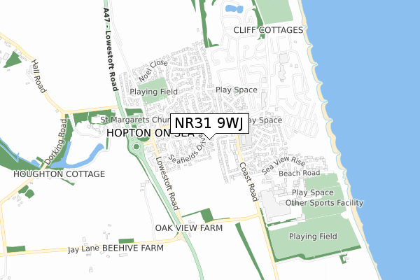 NR31 9WJ map - small scale - OS Open Zoomstack (Ordnance Survey)