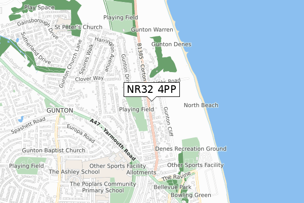 NR32 4PP map - small scale - OS Open Zoomstack (Ordnance Survey)