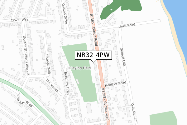 NR32 4PW map - large scale - OS Open Zoomstack (Ordnance Survey)