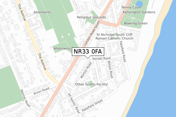 NR33 0FA map - large scale - OS Open Zoomstack (Ordnance Survey)