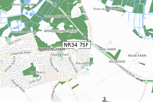 NR34 7SF map - small scale - OS Open Zoomstack (Ordnance Survey)