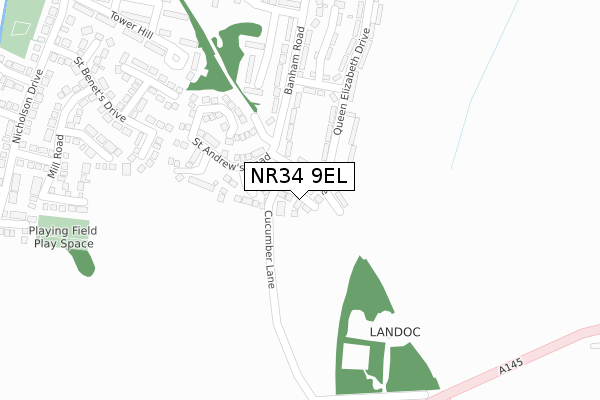 NR34 9EL map - large scale - OS Open Zoomstack (Ordnance Survey)