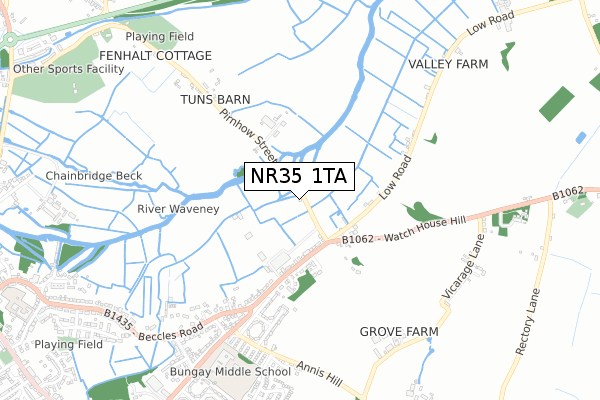 NR35 1TA map - small scale - OS Open Zoomstack (Ordnance Survey)