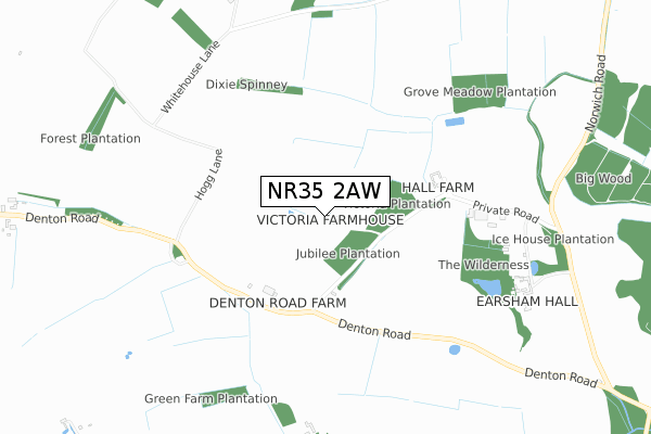 NR35 2AW map - small scale - OS Open Zoomstack (Ordnance Survey)