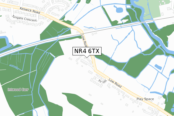 NR4 6TX map - large scale - OS Open Zoomstack (Ordnance Survey)