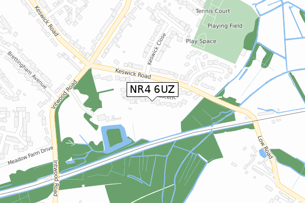 NR4 6UZ map - large scale - OS Open Zoomstack (Ordnance Survey)