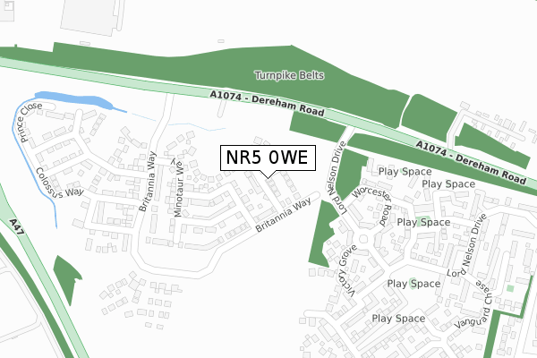 NR5 0WE map - large scale - OS Open Zoomstack (Ordnance Survey)