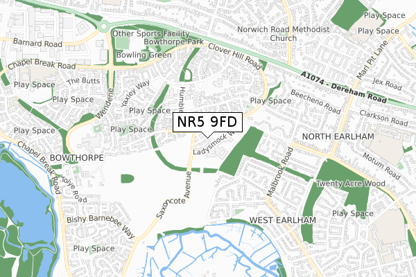NR5 9FD map - small scale - OS Open Zoomstack (Ordnance Survey) NR5 9FD map - small scale - OS Open Zoomstack (Ordnance Survey)