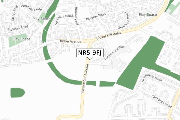 NR5 9FJ map - large scale - OS Open Zoomstack (Ordnance Survey)