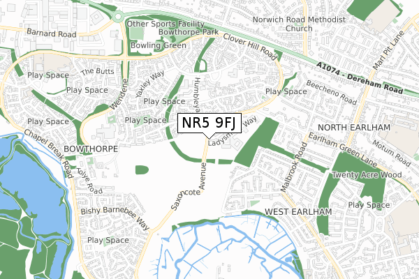NR5 9FJ map - small scale - OS Open Zoomstack (Ordnance Survey) NR5 9FJ map - small scale - OS Open Zoomstack (Ordnance Survey)