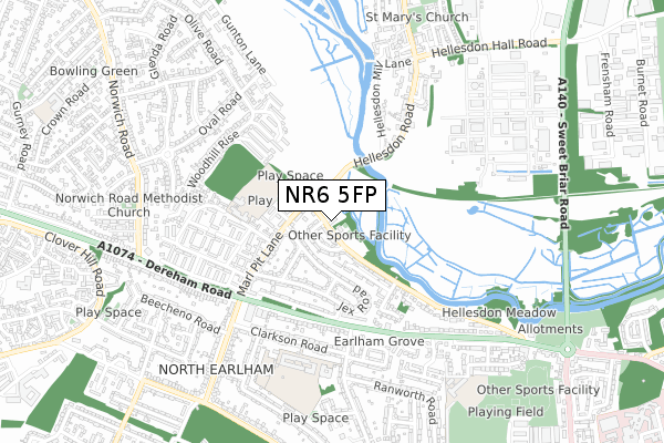 NR6 5FP map - small scale - OS Open Zoomstack (Ordnance Survey)