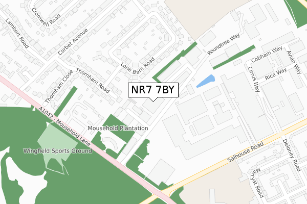 NR7 7BY map - large scale - OS Open Zoomstack (Ordnance Survey)