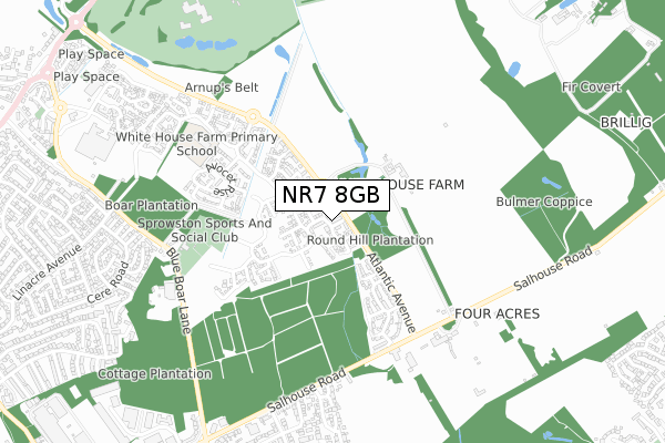 NR7 8GB map - small scale - OS Open Zoomstack (Ordnance Survey)