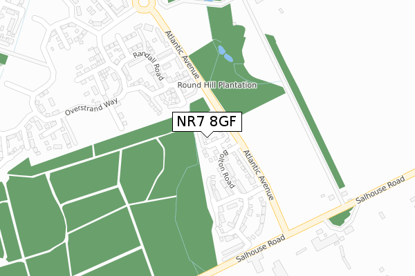 NR7 8GF map - large scale - OS Open Zoomstack (Ordnance Survey)