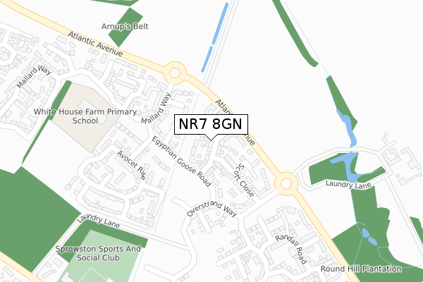 NR7 8GN map - large scale - OS Open Zoomstack (Ordnance Survey)