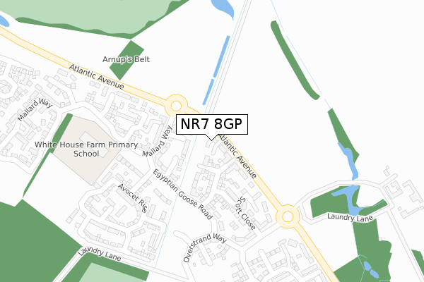 NR7 8GP map - large scale - OS Open Zoomstack (Ordnance Survey)