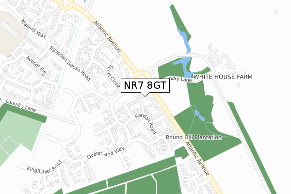 NR7 8GT map - large scale - OS Open Zoomstack (Ordnance Survey)