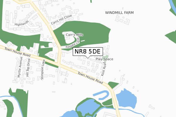 NR8 5DE map - large scale - OS Open Zoomstack (Ordnance Survey)