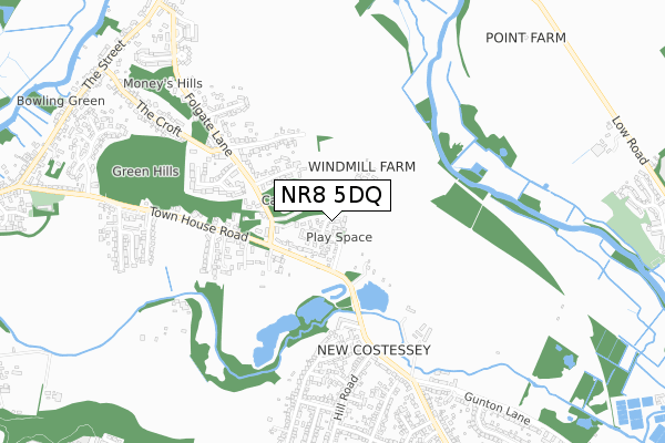 NR8 5DQ map - small scale - OS Open Zoomstack (Ordnance Survey) NR8 5DQ map - small scale - OS Open Zoomstack (Ordnance Survey)