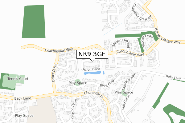 NR9 3GE map - large scale - OS Open Zoomstack (Ordnance Survey)