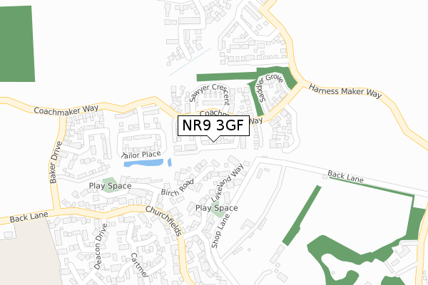 NR9 3GF map - large scale - OS Open Zoomstack (Ordnance Survey)