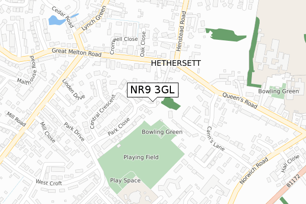 NR9 3GL map - large scale - OS Open Zoomstack (Ordnance Survey)