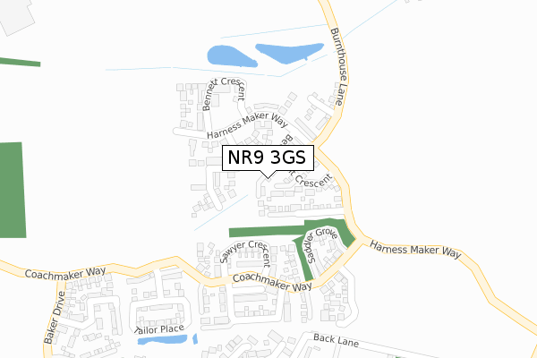 NR9 3GS map - large scale - OS Open Zoomstack (Ordnance Survey)