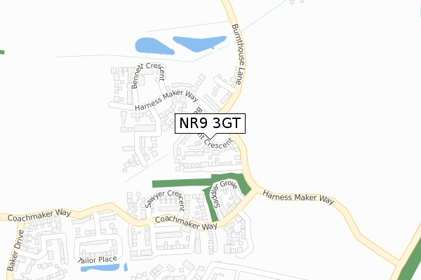 NR9 3GT map - large scale - OS Open Zoomstack (Ordnance Survey)