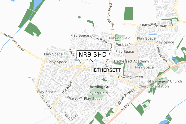 NR9 3HD map - small scale - OS Open Zoomstack (Ordnance Survey) NR9 3HD map - small scale - OS Open Zoomstack (Ordnance Survey)