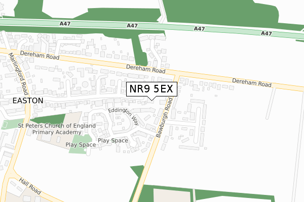 NR9 5EX map - large scale - OS Open Zoomstack (Ordnance Survey)