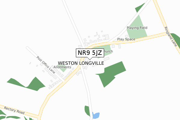 NR9 5JZ map - large scale - OS Open Zoomstack (Ordnance Survey)