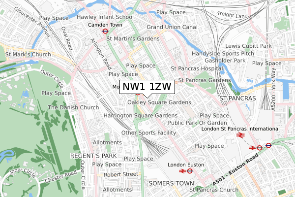 NW1 1ZW map - small scale - OS Open Zoomstack (Ordnance Survey) NW1 1ZW map - small scale - OS Open Zoomstack (Ordnance Survey)