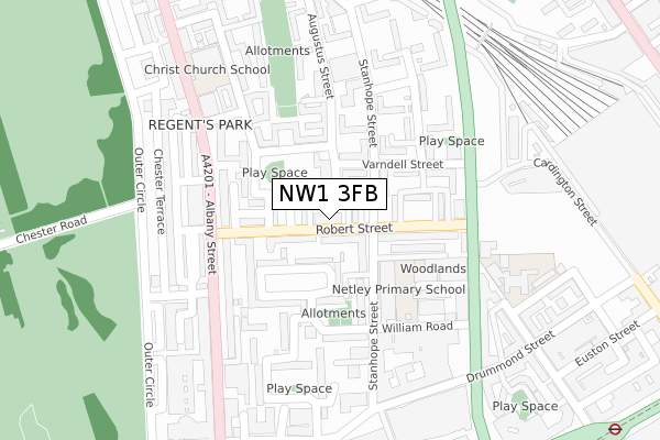 NW1 3FB map - large scale - OS Open Zoomstack (Ordnance Survey)