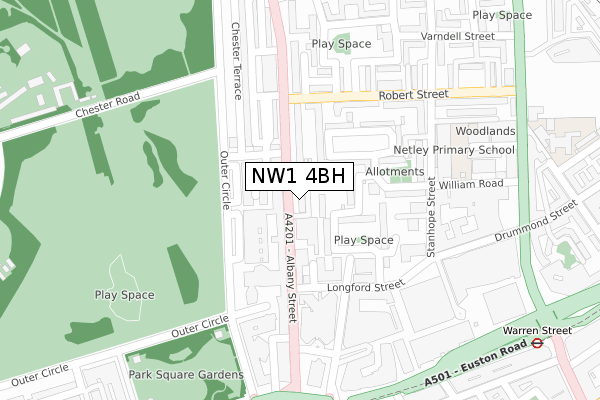 NW1 4BH map - large scale - OS Open Zoomstack (Ordnance Survey)