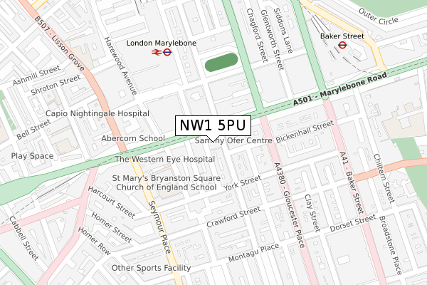 NW1 5PU map - large scale - OS Open Zoomstack (Ordnance Survey)