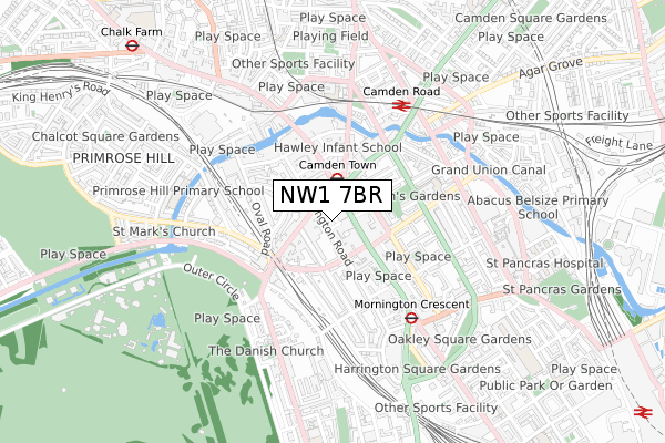 NW1 7BR map - small scale - OS Open Zoomstack (Ordnance Survey)