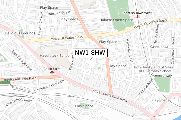 NW1 8HW map - large scale - OS Open Zoomstack (Ordnance Survey)