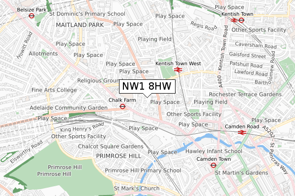 NW1 8HW map - small scale - OS Open Zoomstack (Ordnance Survey)