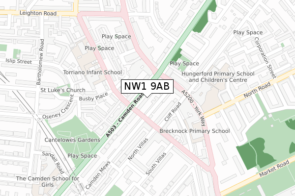 NW1 9AB map - large scale - OS Open Zoomstack (Ordnance Survey)